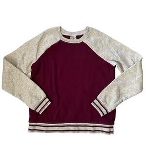 Athletic Works Raglan Sleeve Burgundy Heather Gray Kids Sweatshirt Top Size L